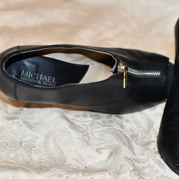 Leather Zipper Michael Kors Peep Toe Heels Peep Toe Booties Size 8 - Picture 4 of 11